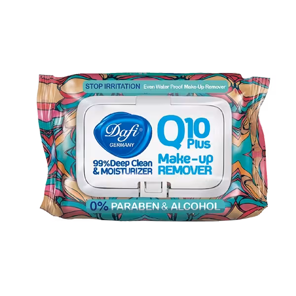 دستمال مرطوب پاک کننده آرایش مدل STOP ACNE گل دار سری Q10 درب دار 50 عددی ضد جوش و آکنه دافی Dafi