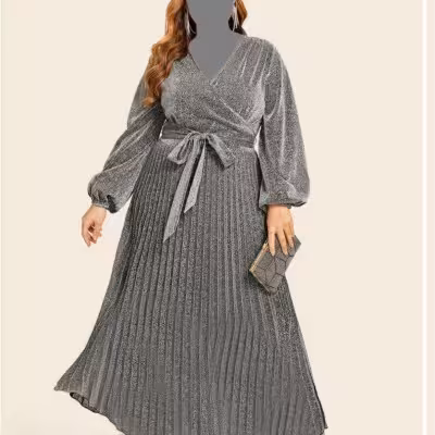 پیراهن مهمانی زنانه لمه مدل پلیسه شیک مجلسی 3467