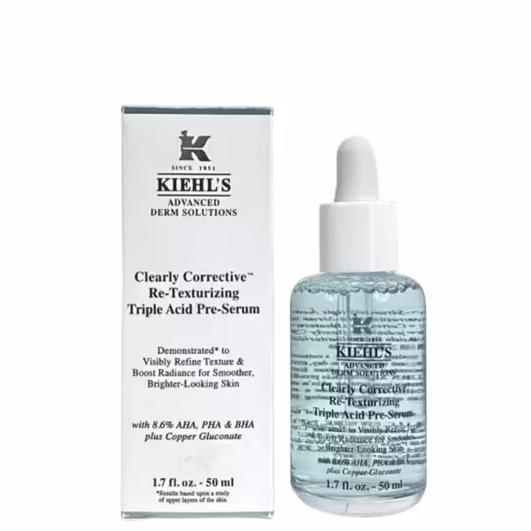 سرم لایه‌بردار روشن کننده و ضد چروک کیهلز امریکا (50 میل) Kiehls clearly corrective re-texturizing triple acid pre-serum
