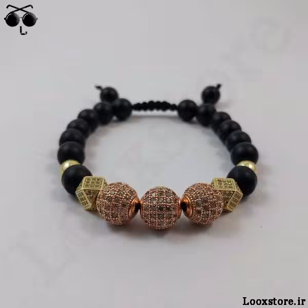 دستبند فوق العاده شیک سواروسکی طلایی نگین دار