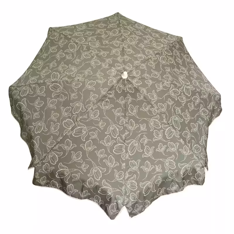 سایه بان قطر دو متر با پارچه نانو طرح گل دار،آب گریز رنگ طوسی،مسافرتی