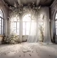 بک دراپ عکاسی با گل های سفید و برگ های سبز | گرافیک با طعم تربچه