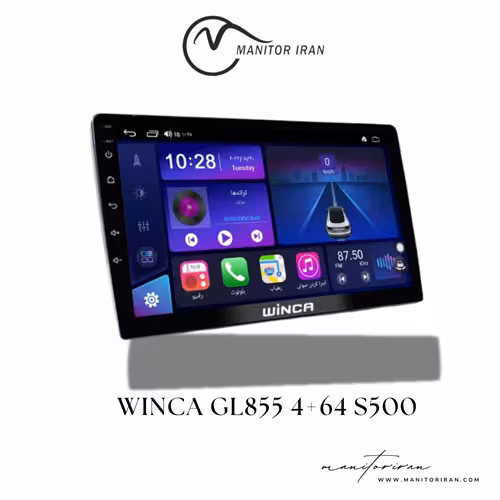 مانیتور جک j5 برند وینکا 4 64 اپل کارپلی S500 مدل GL855 همراه با قاب
