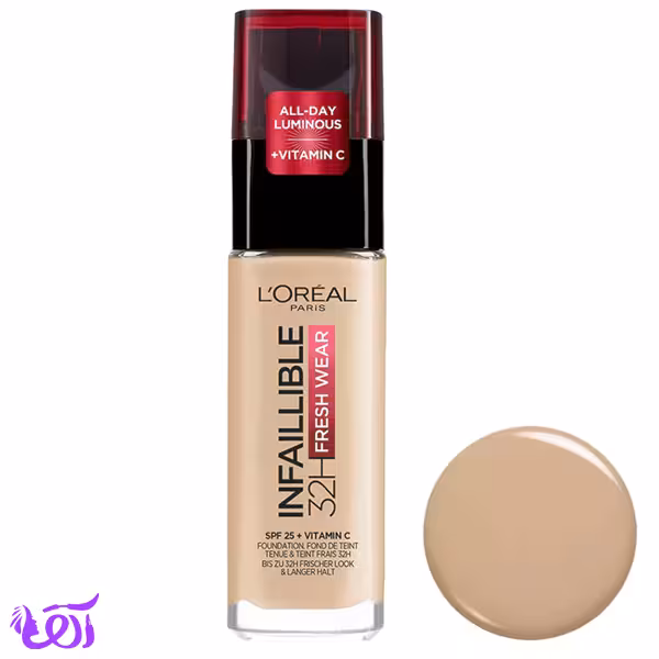 کرم پودر لورال مدل FRESH WAEAR شماره 120 رنگ GOLDEN VANILLIA حجم 30ML