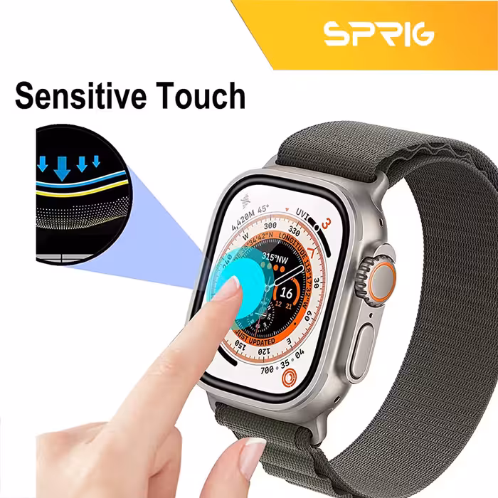 محافظ صفحه نمایش اسپریگ مدل SPG مناسب برای اپل واچ سری Ultra 49 mm مجموعه دو عددی