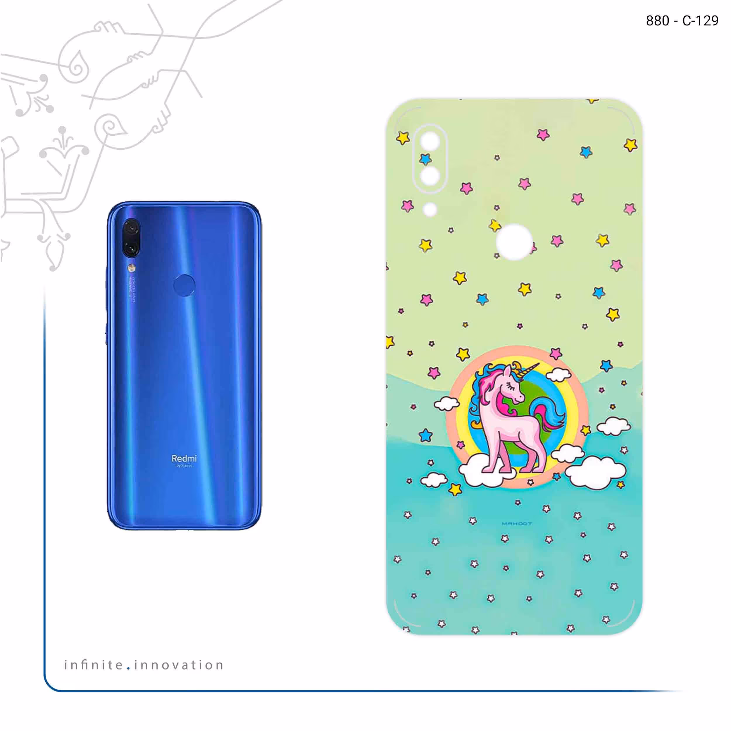 برچسب پوششی ماهوت مدل Rainbow unicorn adventure مناسب برای گوشی موبایل شیائومی Redmi 7