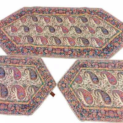 ست 3 تکه رومیزی ترمه صفائی مدل light کد 98