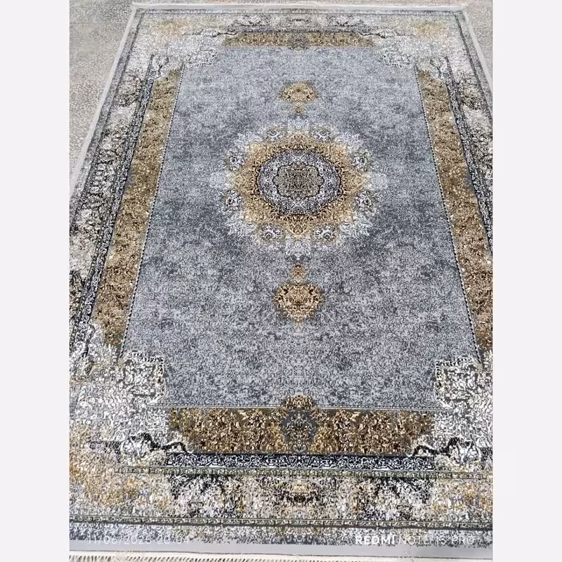 فرش اقتصادی ماشینی 9متری کاشان نقشه جدید مه گل دودی مناسب دکوراسیون خاص