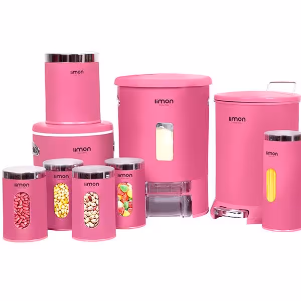 سرویس آشپزخانه چهارگوش لیمون9پارچه درب شفاف ارغوانی