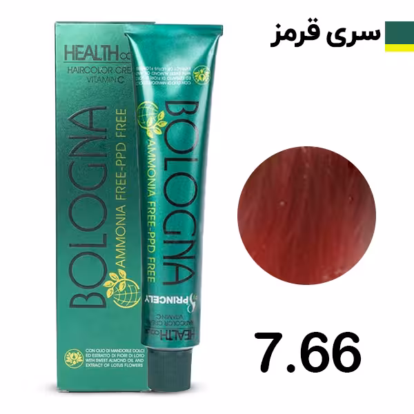 رنگ مو بدون آمونیاک بلونیا سری قرمز شماره 7.66 Bologna