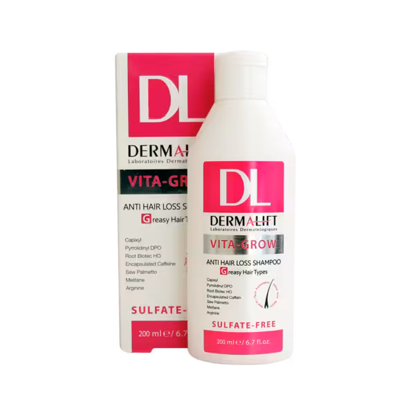 شامپو تقویت کننده موی چرب درمالیفت Dermalift Vita Grow Anti Hair Loss Shampoo For Greasy Hair