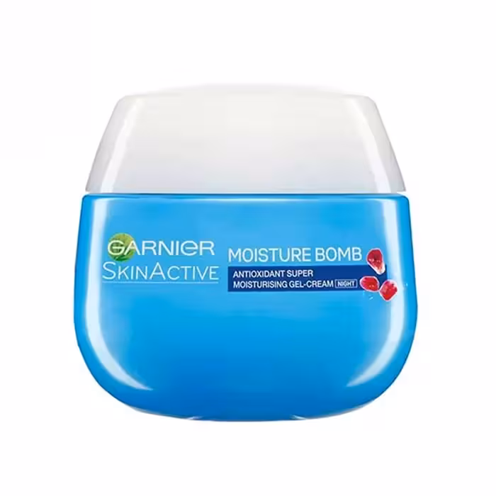 ژل کرم شب بمب آبرسان گارنیرGarnier MoistureBomb antioxidant super moisturising gel cream night