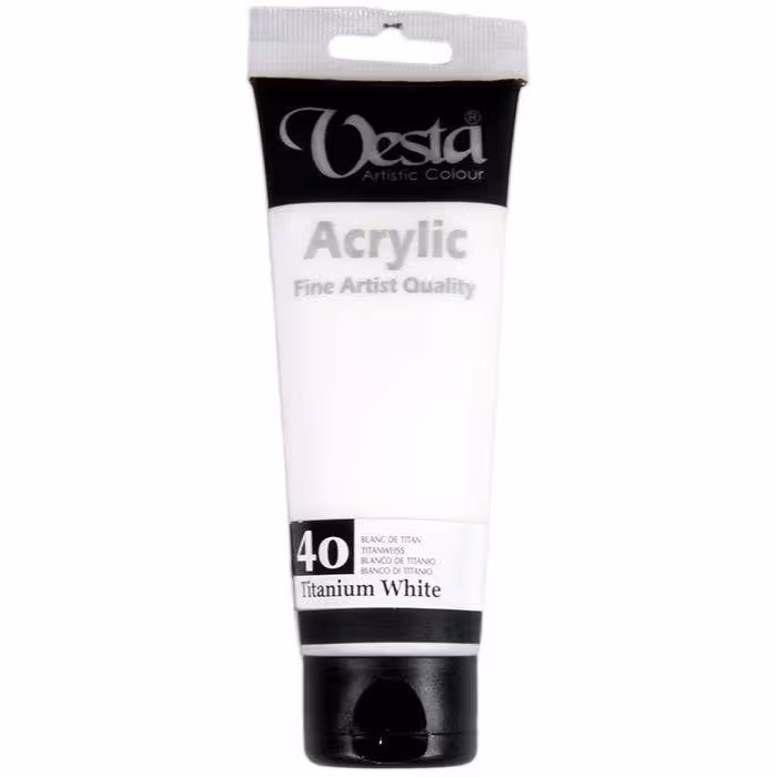 رنگ اکریلیک وستا سفید مدل 40 حجم 75 میلی Titanium White