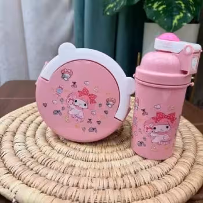 ست لانچ‌باکس و قمقمه کودک طرح فانتزی | ظرف غذا و بطری آب مدرسه ارسال پس کرایه