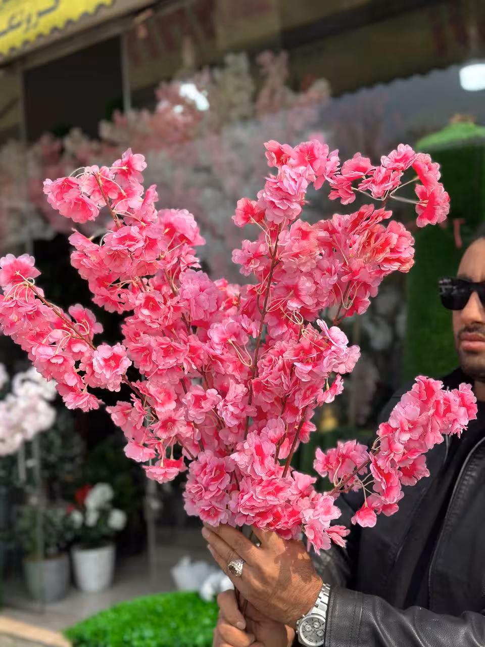 شاخه شکوفه هلو مصنوعی سرخابی