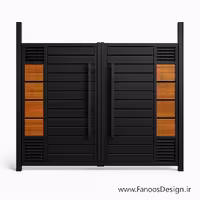 درب فلزی مدرن ترکیب چوب و فلز | درب حیاط لوکس با طراحی معاصر – کد 30177