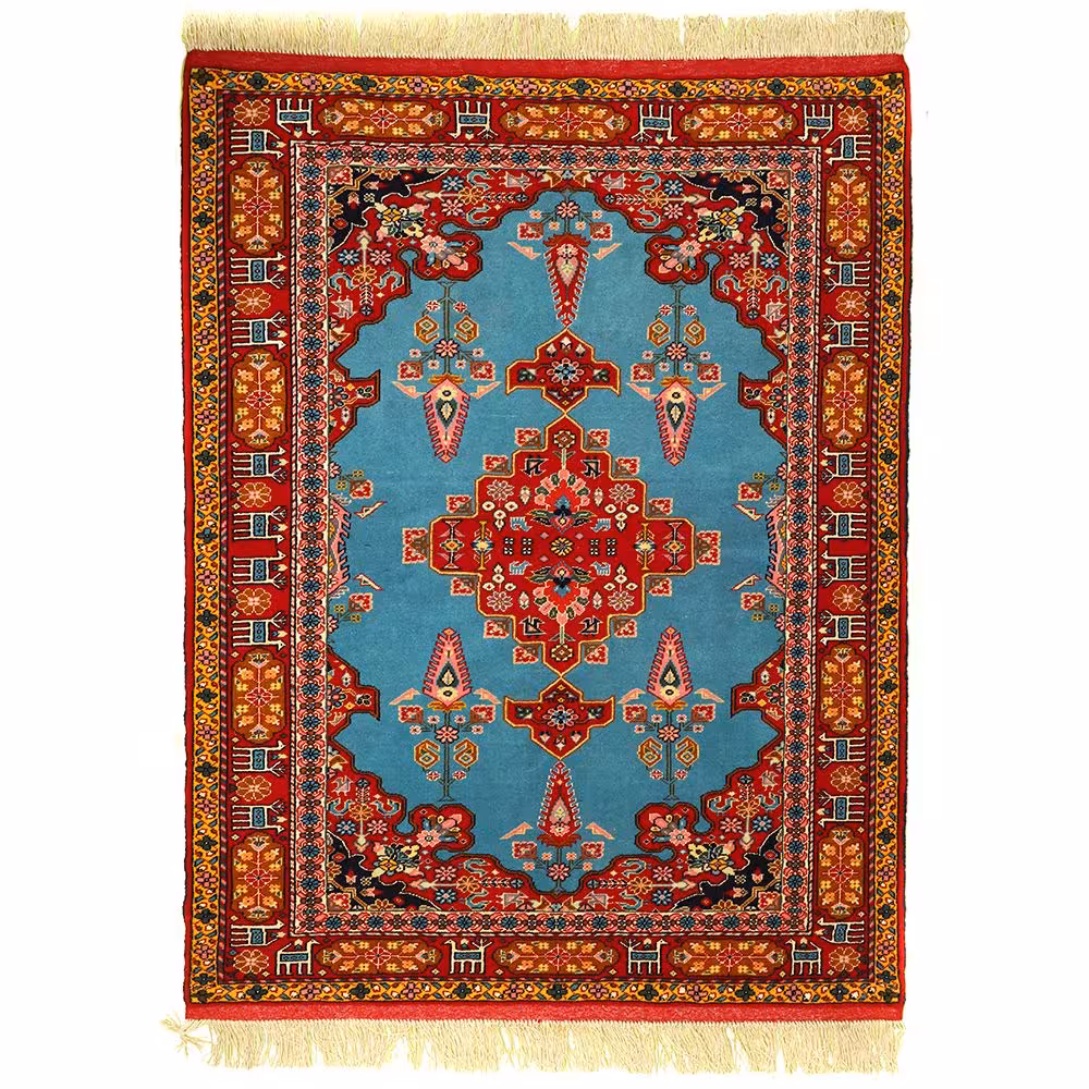 فرش دستبافت چله ابریشم دو متری طرح عشایری