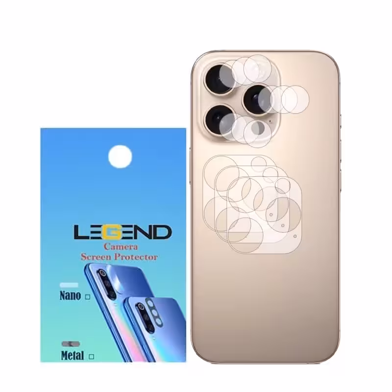 محافظ لنز دوربین لجند مدل نانو گلس مناسب برای موبایل اپل iPhone 16 Pro بسته 3 عددی