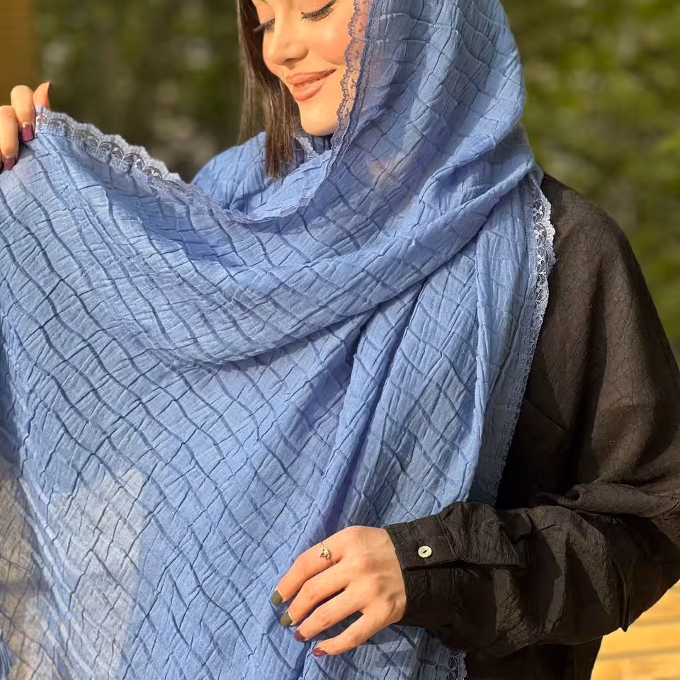 شال نخی پلیسه حاشیه توری کد31148(1)