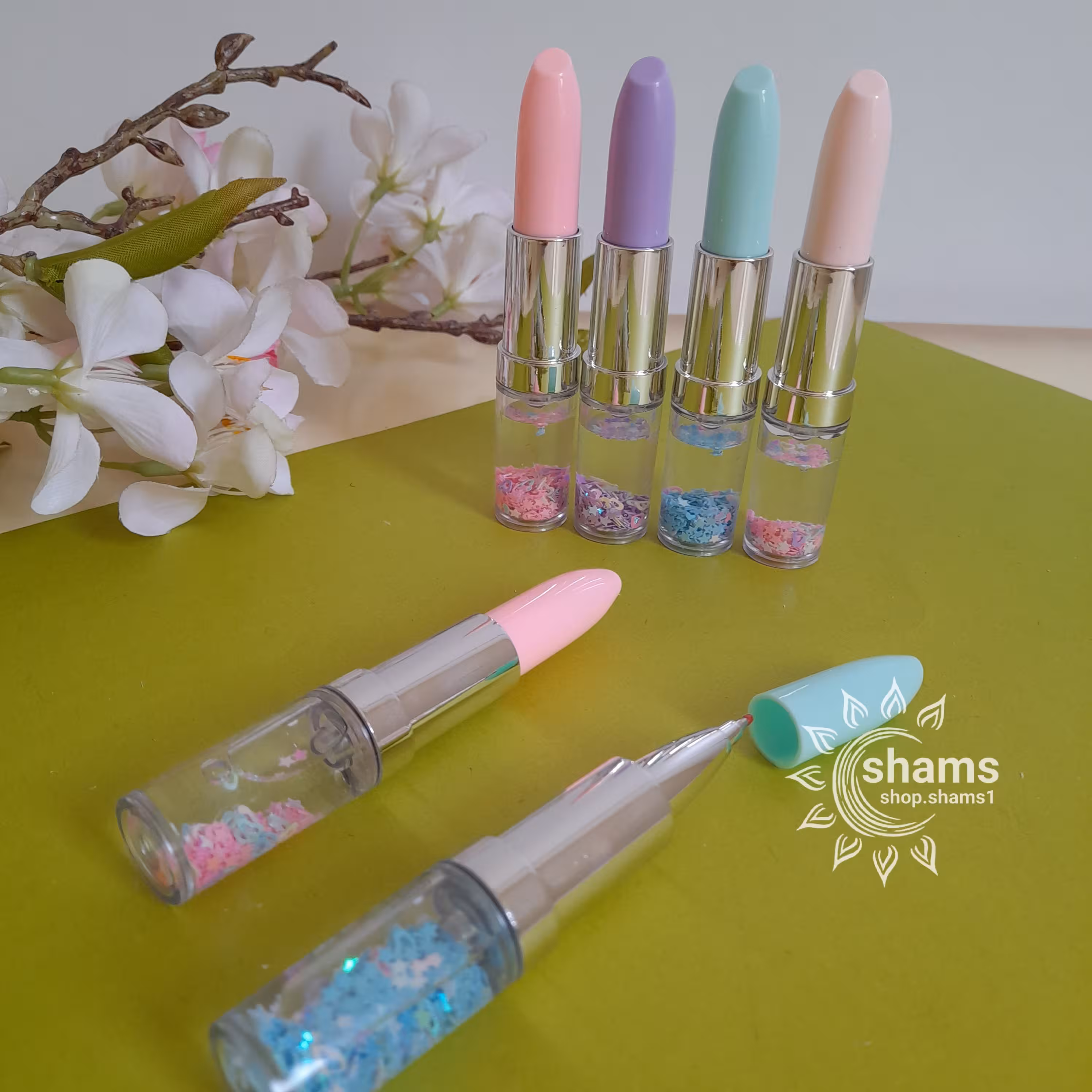 خودکار رژ لبی ,رنگ جوهر ابی ,در چهار رنگ,خودکار،رژلب,خودکار فانتزی 