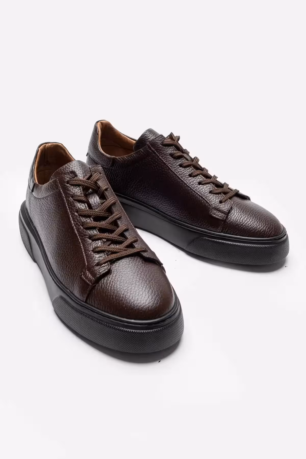 کفش چرم قهوه ای روزانه مردانه - 3495