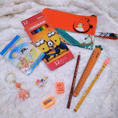 پک لوازم تحریر 10 عددی نارنجی ست لوازم تحریر