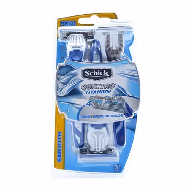 تیغ اصلاح مردانه 4 تیغه شیک مدل Quattro Titanium بسته 3 عددی