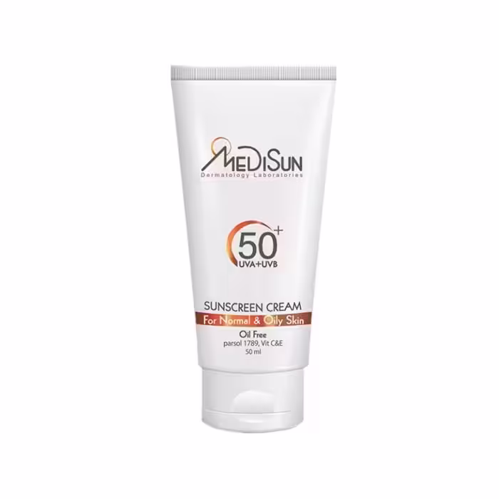 کرم ضد آفتاب بی رنگ مناسب پوست چرب و معمولی Medisun SPF50