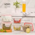 لیمون  ظرف شیشه ای مستطیل درب دار 180 میل  195335