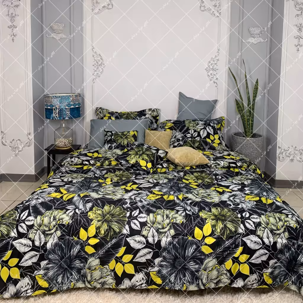 روتختی زرد مشکی گلدار کدH08