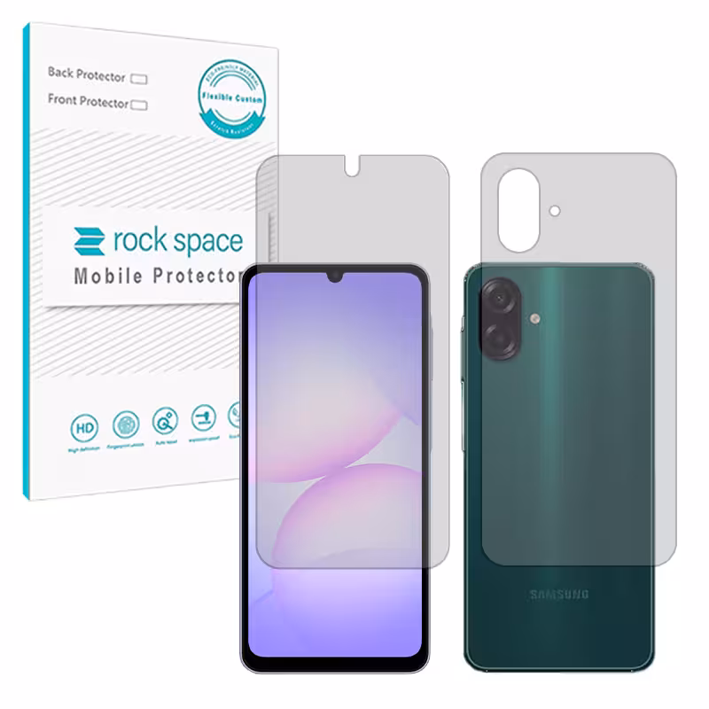 گلس صفحه نمایش و پشت گوشی سامسونگ Galaxy A07 مدل نانو هیدروژل مات برند راک اسپیس کد SS