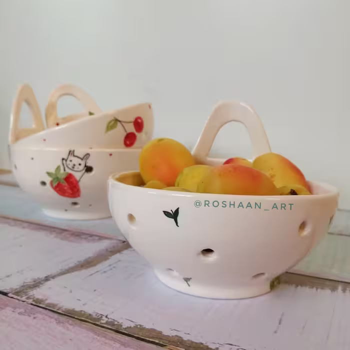 آبکش سرامیکی سبد آشپزخونه دستساز توت فرنگی