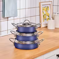 سرویس قابلمه لعابی 6 پارچه کاراجا Ateş سرمه ای