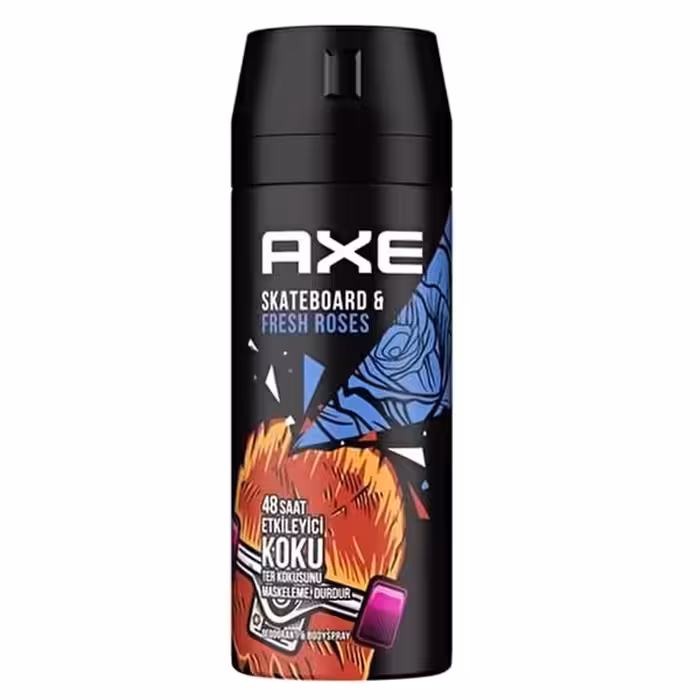 اسپری بدن مردانه آکس مدل Skateboard & Fresh Roses حجم 150 میل