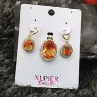 نیم ست زنانه سوارسکی نگین شکلاتی 