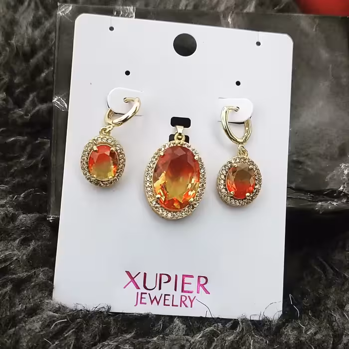 نیم ست زنانه سوارسکی نگین شکلاتی 