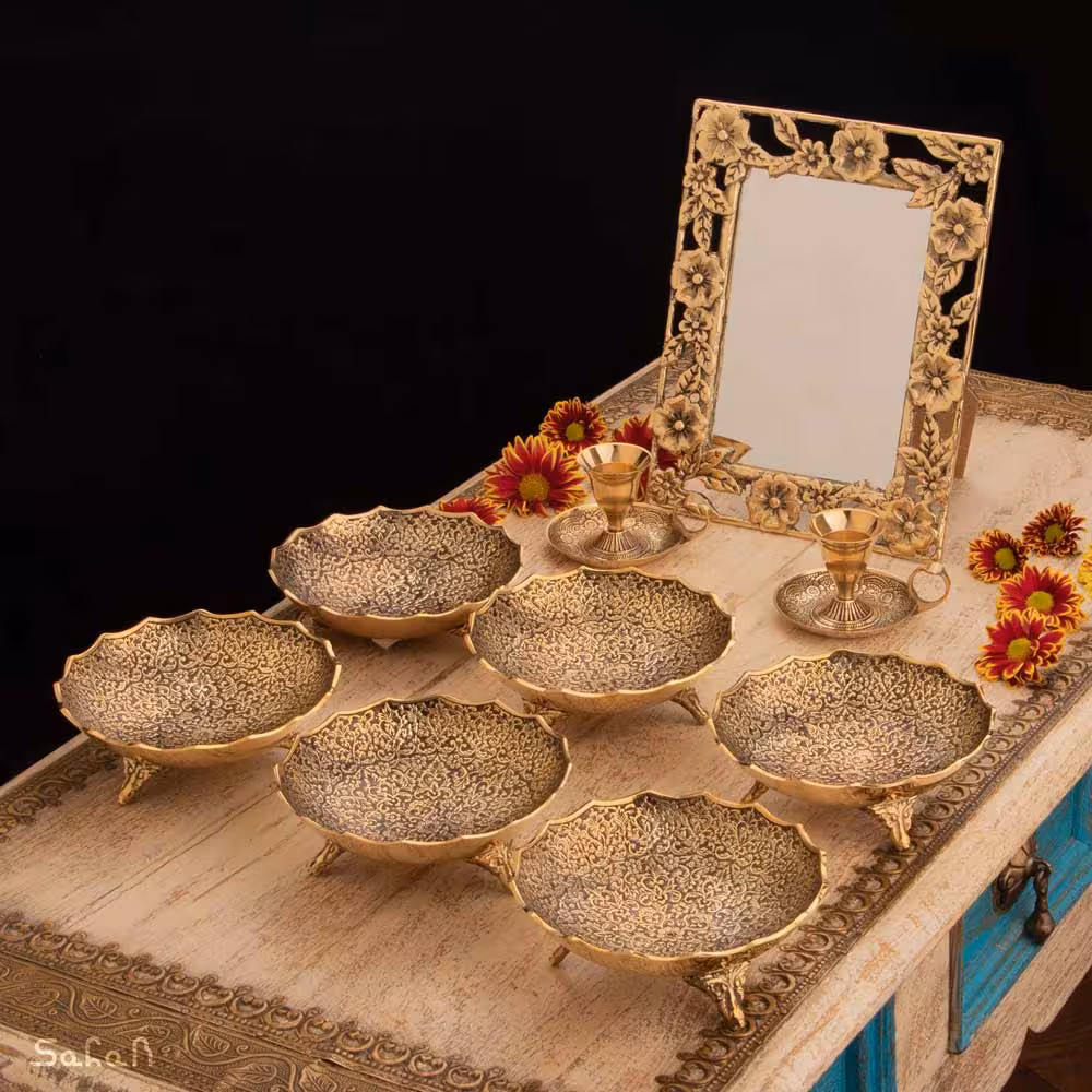 ست هفت سین برنجی طلایی کد 1085