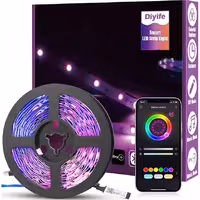 نوار چراغ هوشمند 6 متری با بلوتوث LED 5050 RGB تغییر 16 میلیون رنگ، کنترل برنامه Diyife