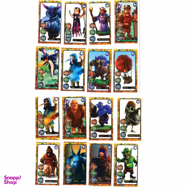 بازی فکری طرح کارت بازی مدل کلش آف کلنز مجموعه 16 عددی