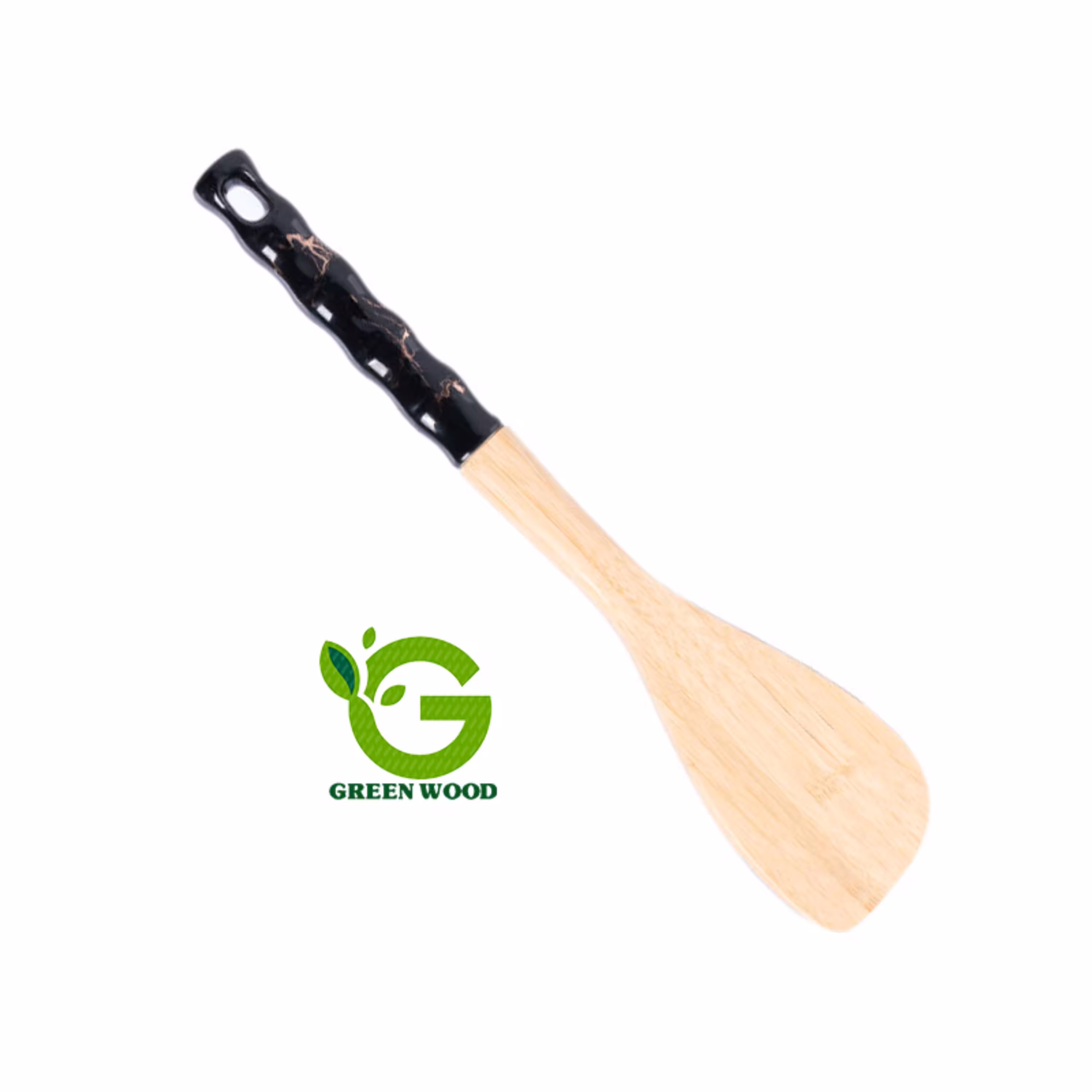 کفگیر آشپزی بامبو دسته سرامیکی مدل ماربل Black کد Gw40201004