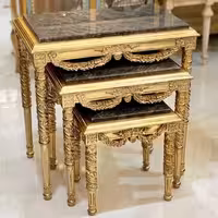 میز عسلی طلایی چوبی منبت