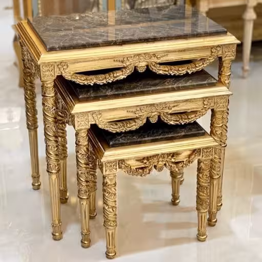 میز عسلی طلایی چوبی منبت