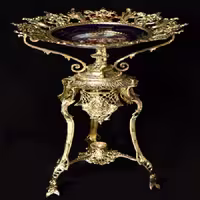 میوه خوری برنجی سه پایه با رویه طرح دار آنتیک