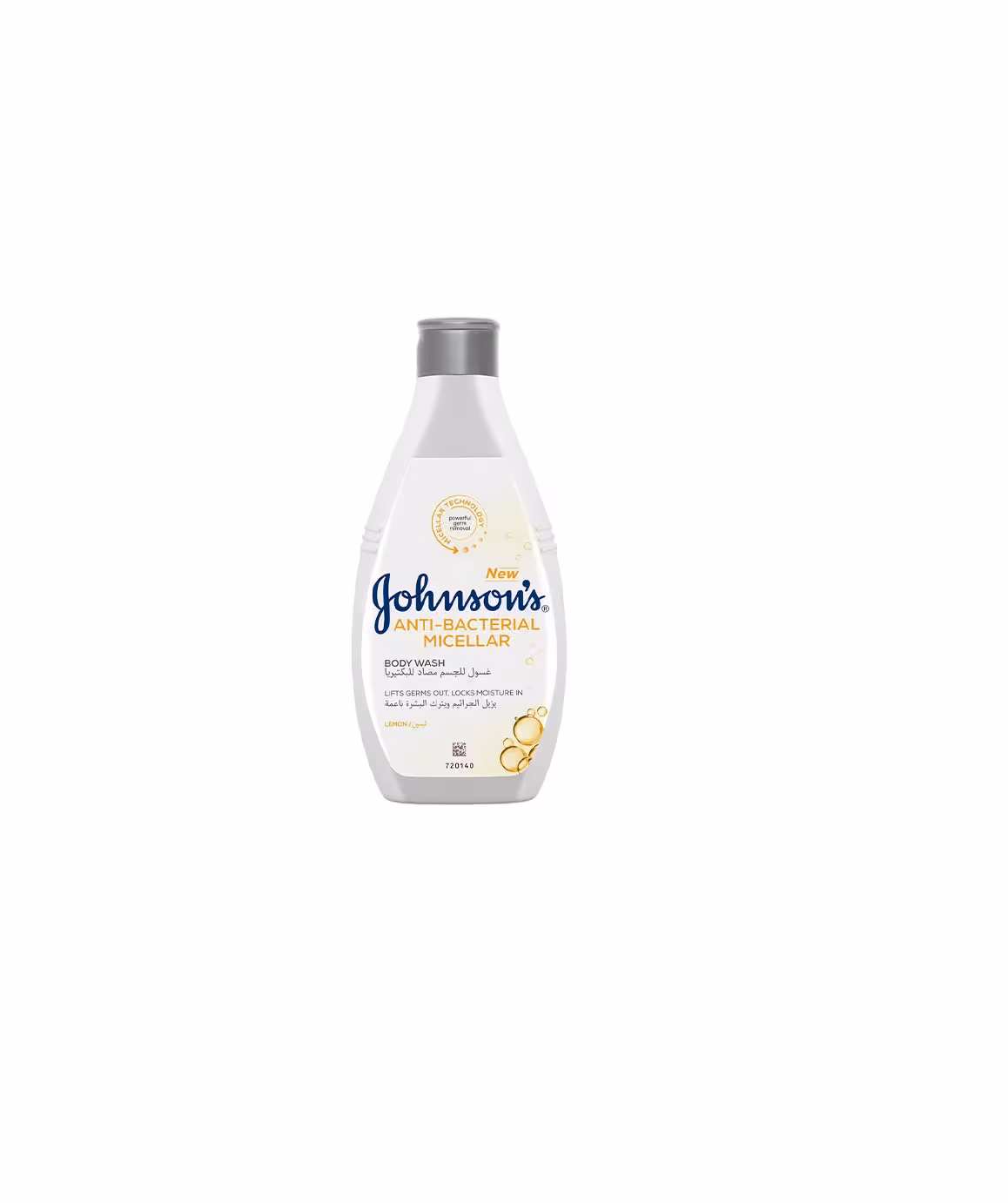 شامپو بدن آنتی باکتریال جانسون JOHNSONS مدل MICELLAR با رایحه لیمو حجم 250 میل