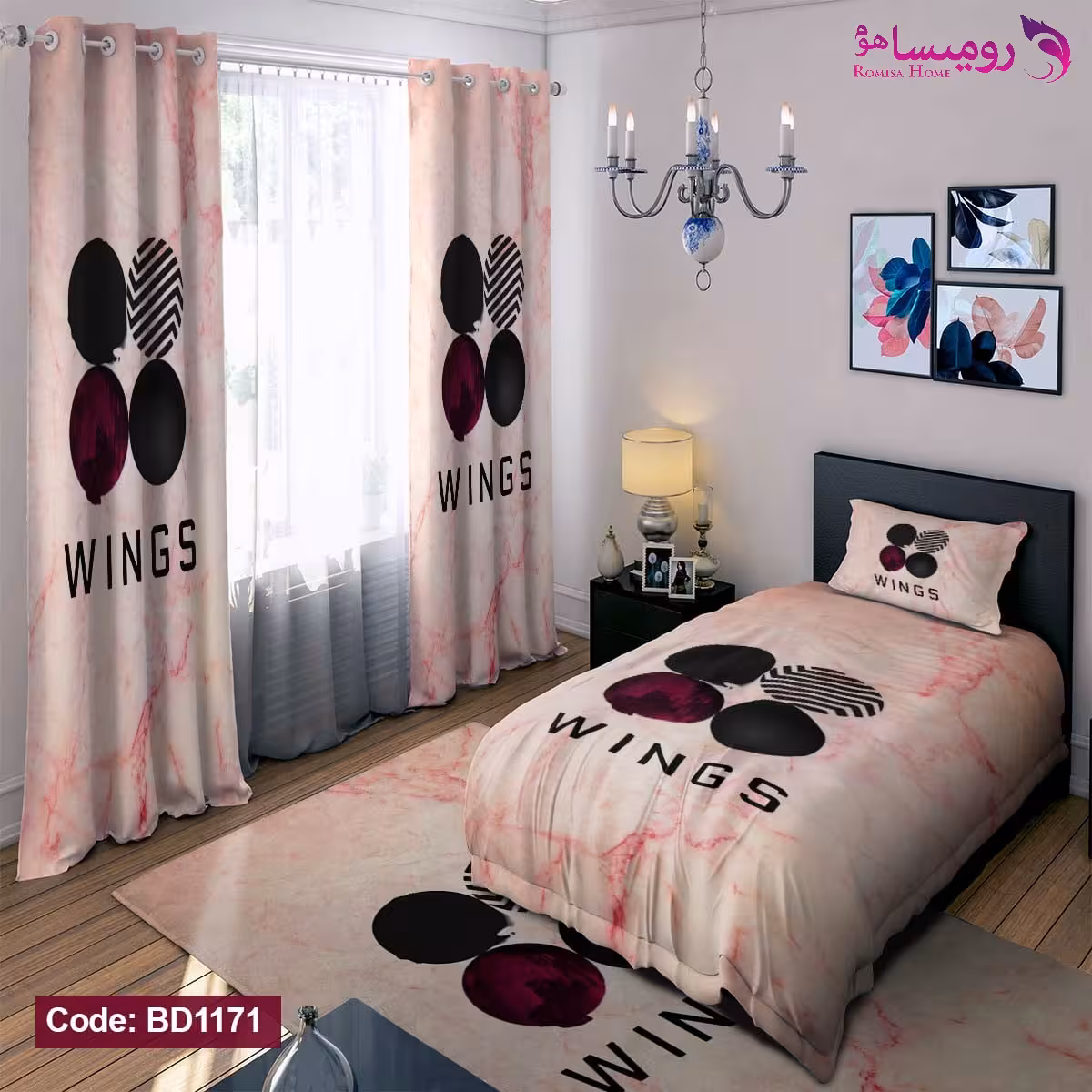 قیمت و خرید روتختی طرح WINGS یک نفره برند دکو کد BD1171