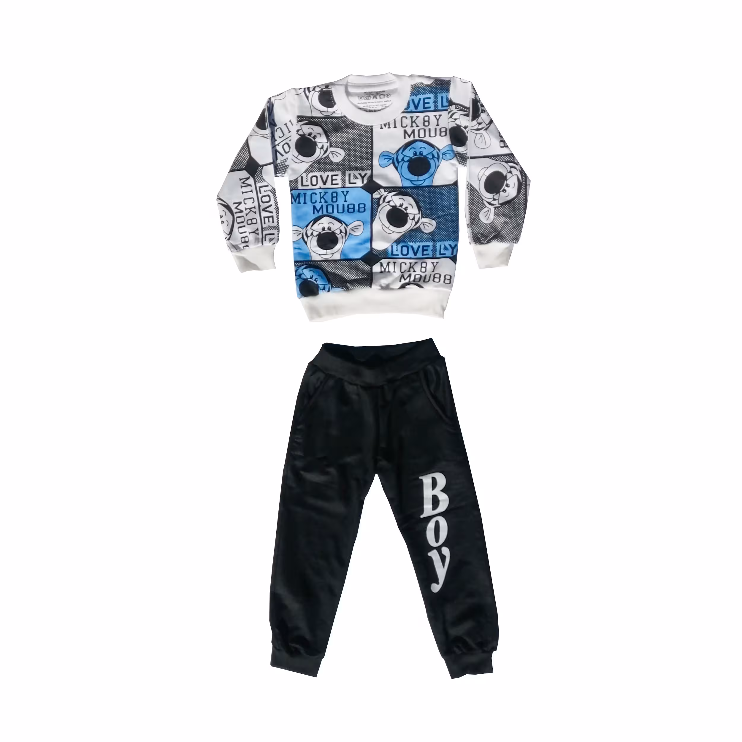 ست لباس راحتی پسرانه مدل پلنگی آبی