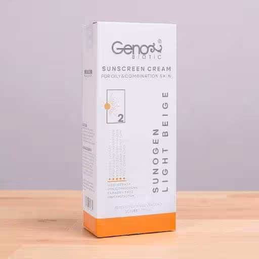 کرم ضد آفتاب بی رنگ پوست های چرب و مختلط SPF50 ژنوبایوتیک 50ml