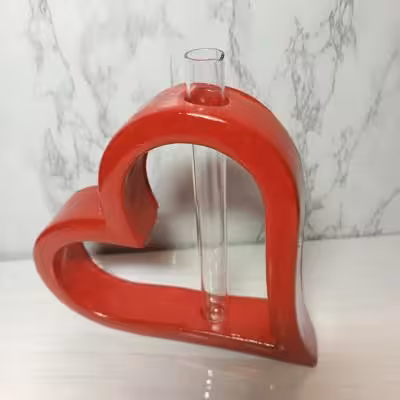 گلجا طرح قلب 16 سانت همراه با شیشه