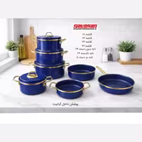 ست 11 پارچه قابلمه لعابی ساواشان، پوشش گرانیتی، رنگ آبی (ارسال رایگان)