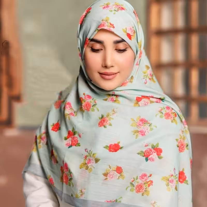 روسری گل سرخ سوپر نخ(کد032)